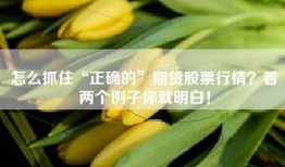 怎么抓住“正确的”期货股票行情？看两个例子你就明白！