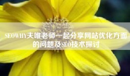 SEOWHY夫唯老师一起分享网站优化方面的问题及SEO技术探讨