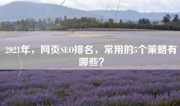 2021年，网页SEO排名，常用的5个策略有哪些？