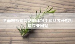 全面解析建网站的详细步骤从零开始打造专业网站