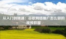 从入门到精通：谷歌网络推广怎么做的视频教程